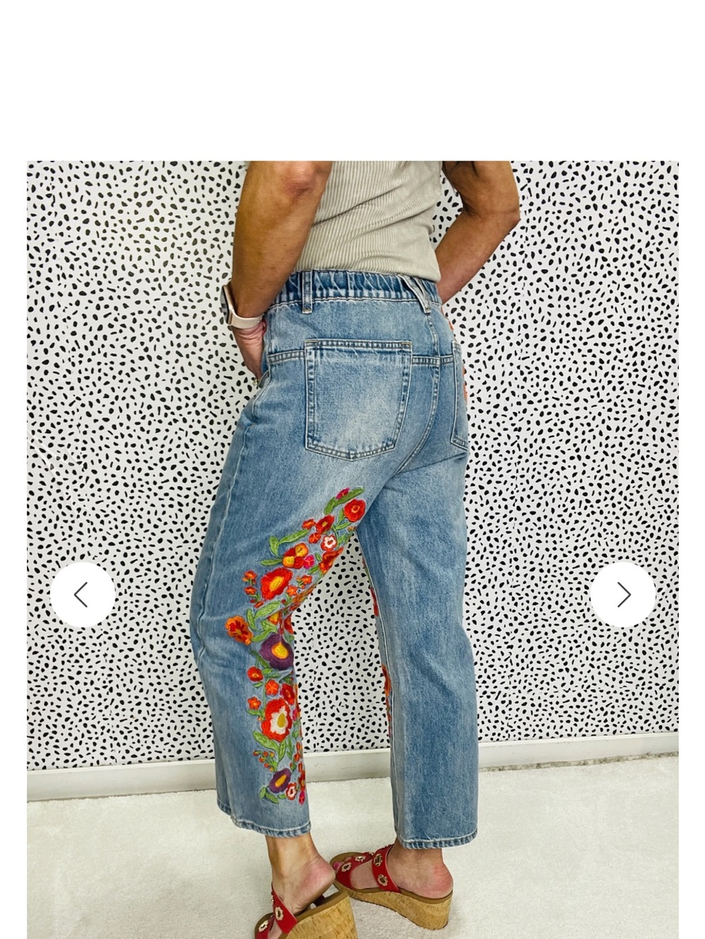 NWPT Oli & Hali Light Blue Wide-leg embroidered drop waist jeans - Picture 6 of 8